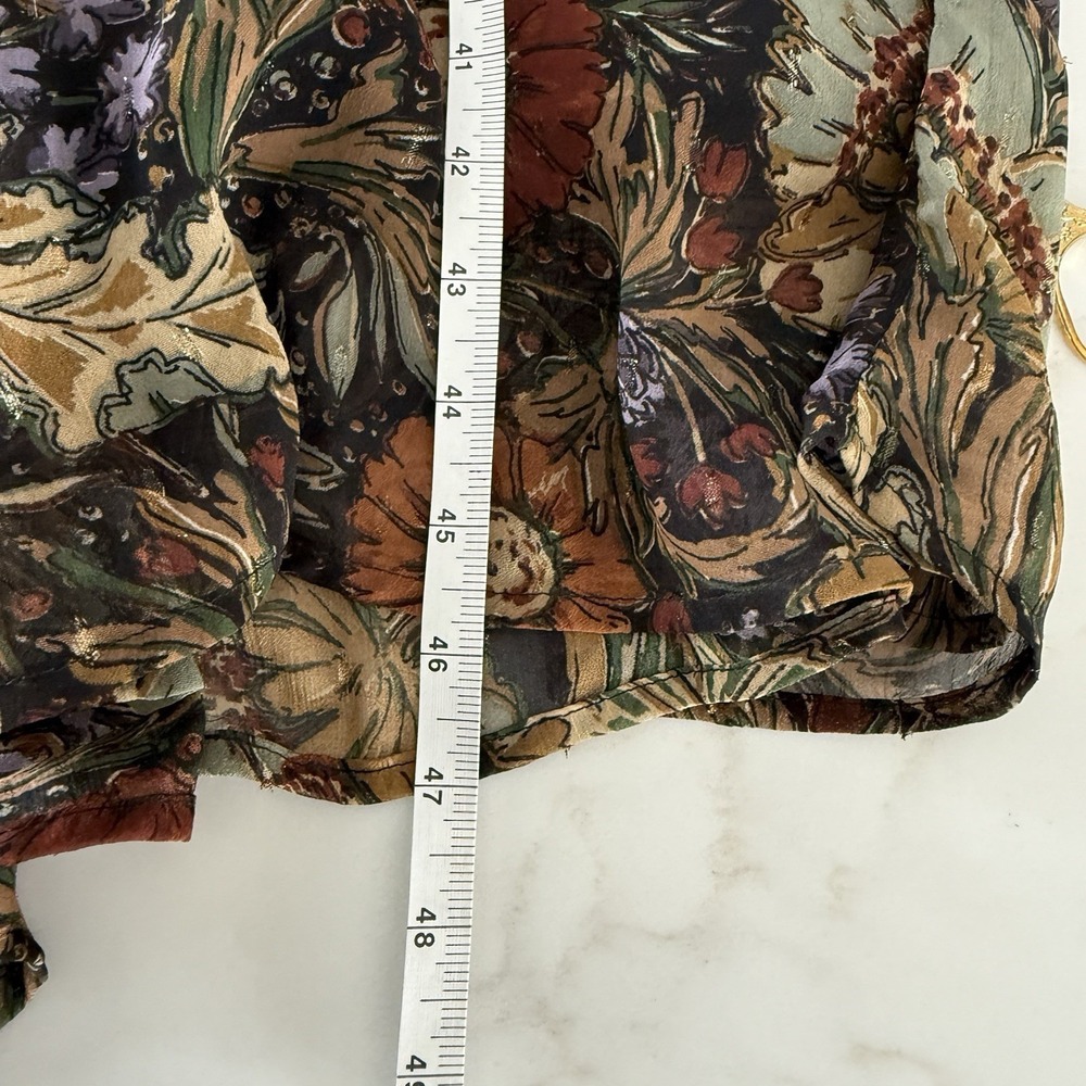 Piper & Scoot Floral Midi Dress L Sheer Long Sleeve Lined Black Boho Dark Floral - Picture 13 of 14